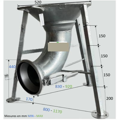 Cône de remplissage complet zingué hauteur réglable D. 200